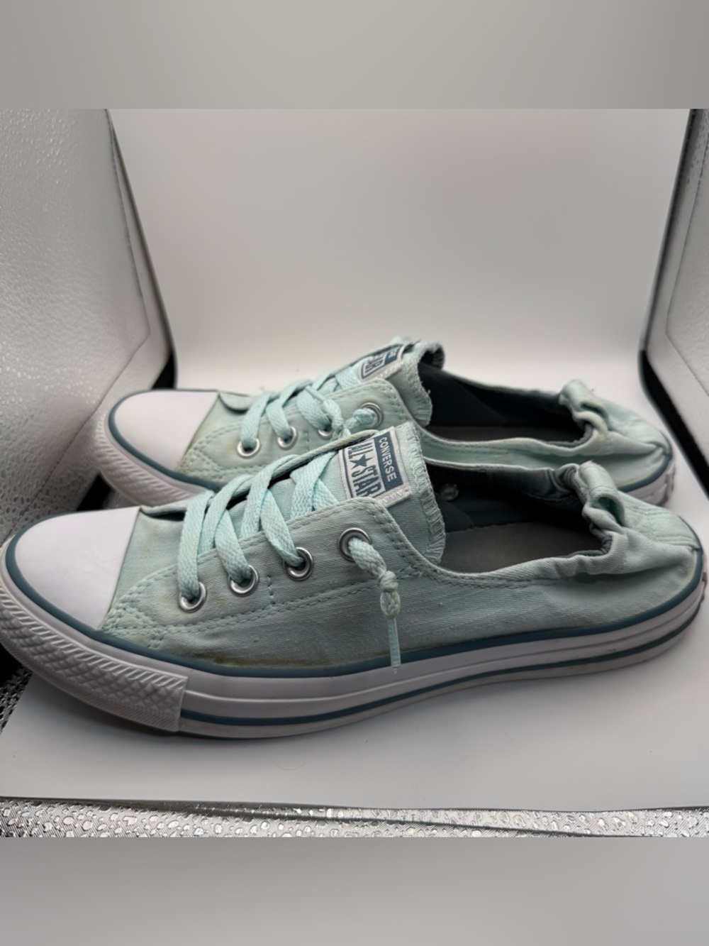 Converse Chuck Taylor All Star Shorline Slip On Sneaker Light Teal Blue Stretch